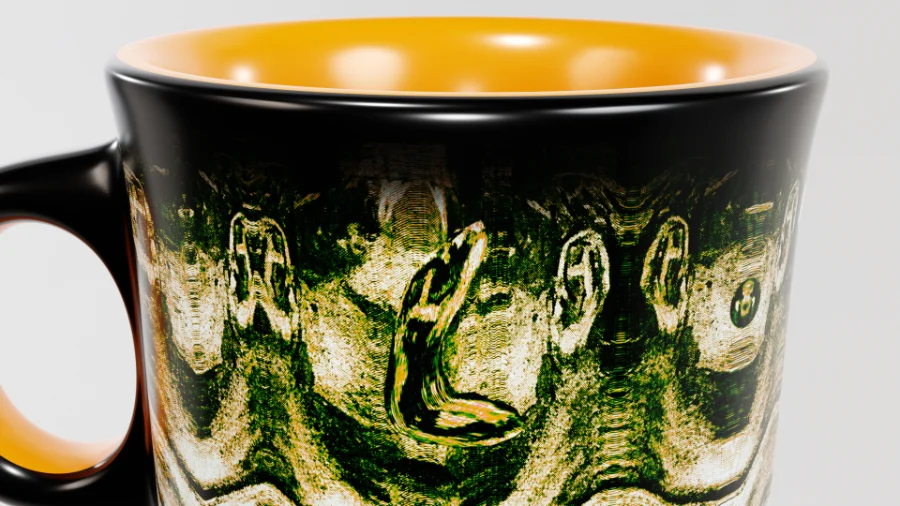 Brainwash x 3D: Experimental Glitch Art on a Custom Mug Mockup — 2
