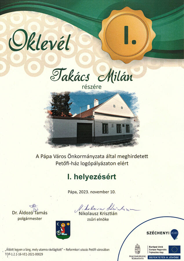 Oklevél - Első helyezett