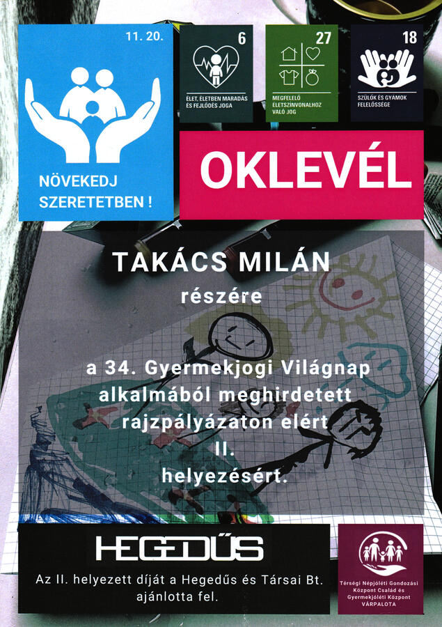 Oklevél - Második helyezett